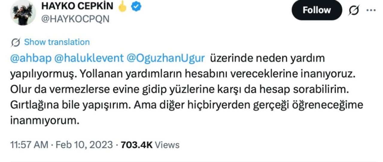 HAYKO CEPKİN'İN ÖNCEKİ PAYLAŞIMLARI