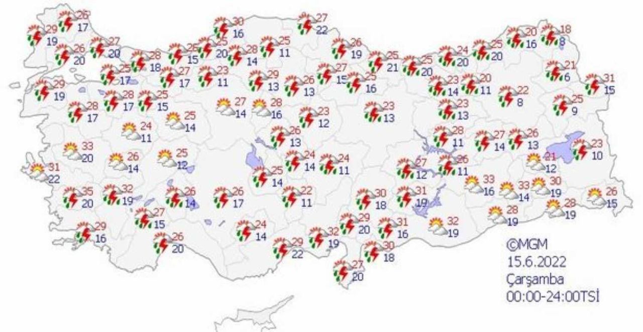 15 Haziran 2022 hava durumu