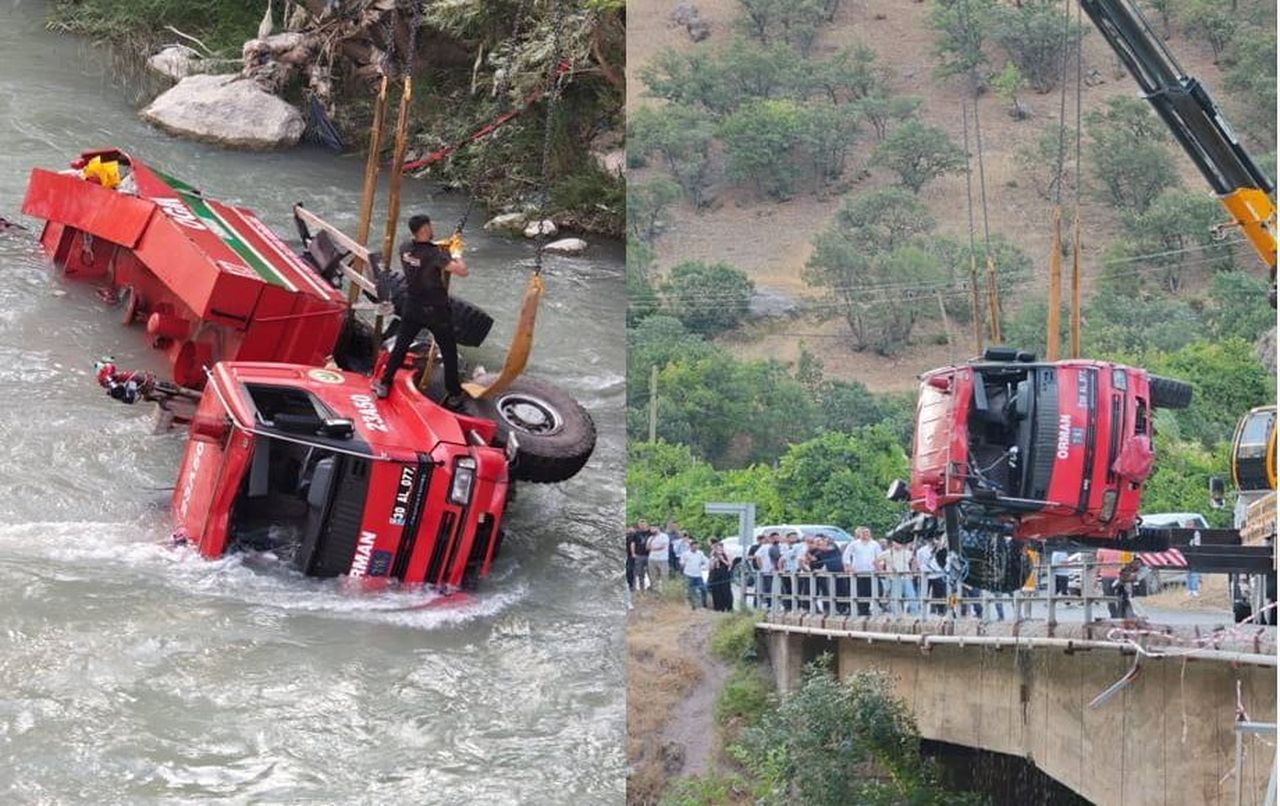 HAKKÂRİ’NİN ÇUKURCA İLÇESİNDE YANGINA GİDERKEN ZAP SUYU’NA UÇAN ARAZÖZ, VİNÇ YARDIMIYLA...