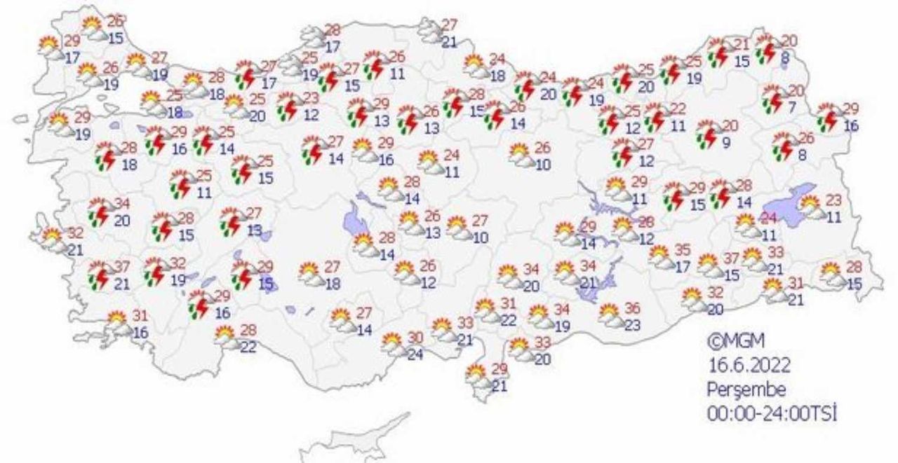 16 Haziran 2022 hava durumu