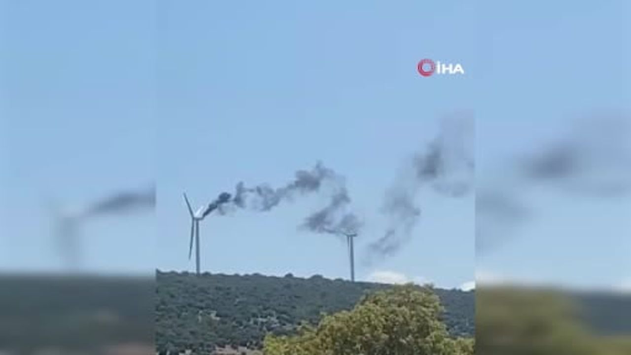 Yanan rüzgar türbinine helikopterle müdahale