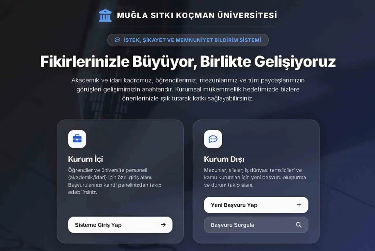 MSKÜ İSTEK, ŞİKAYET VE MEMNUNİYET BİLDİRİM SİSTEMİ KURUM DIŞI PAYDAŞLARIN DA...