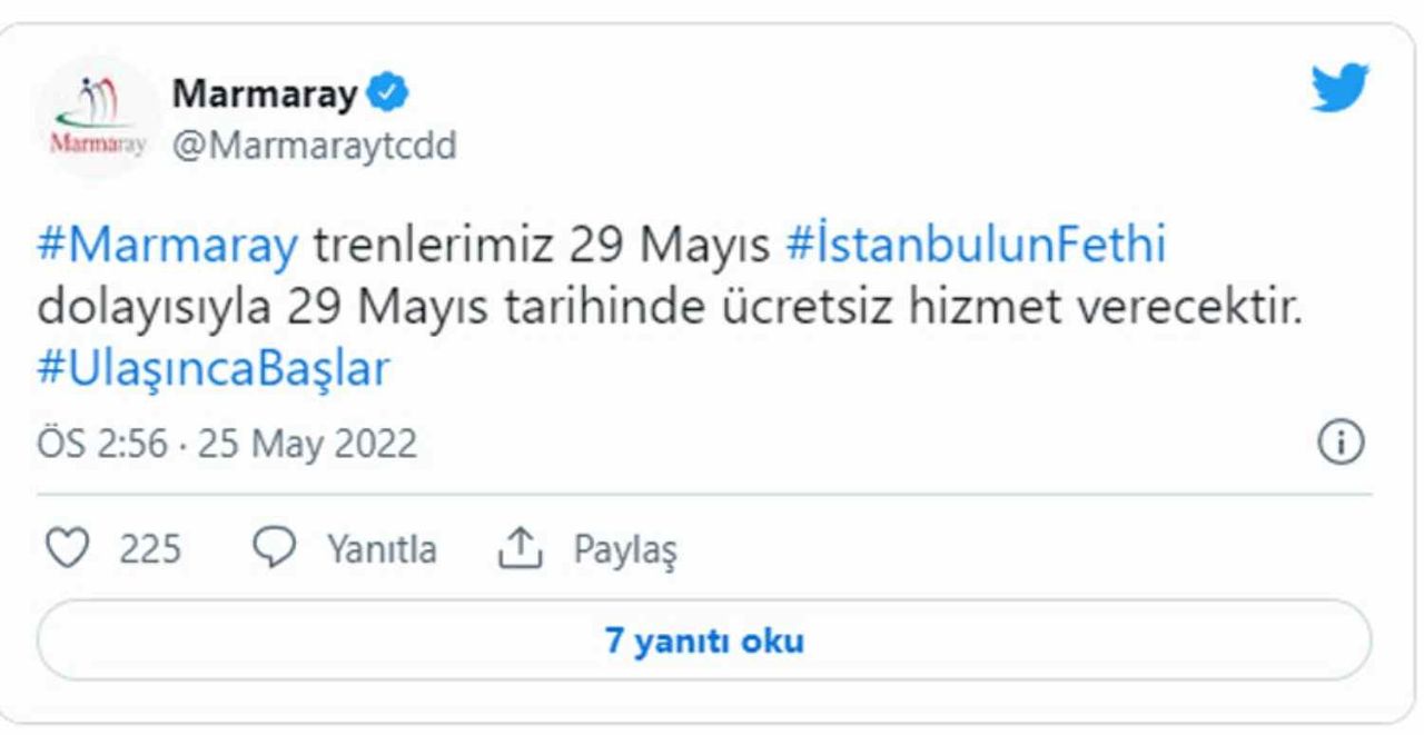 29 Mayıs toplu taşıma ücretsiz mi?