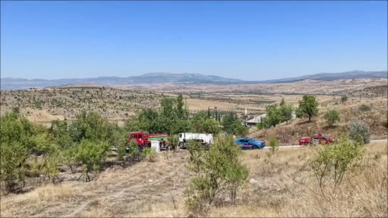 Anız yangını evlerin sınırına ulaşmadan söndürüldü