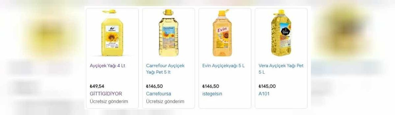 4 litre ayçiçek yağı 49,54 TL