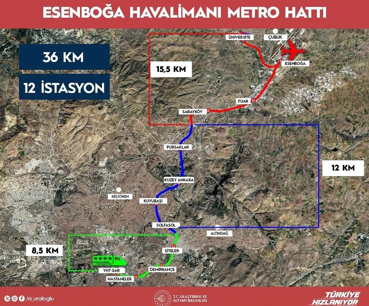 36 KİLOMETRELİK YHT GAR-ESENBOĞA HAVALİMANI RAYLI SİSTEM HATTI