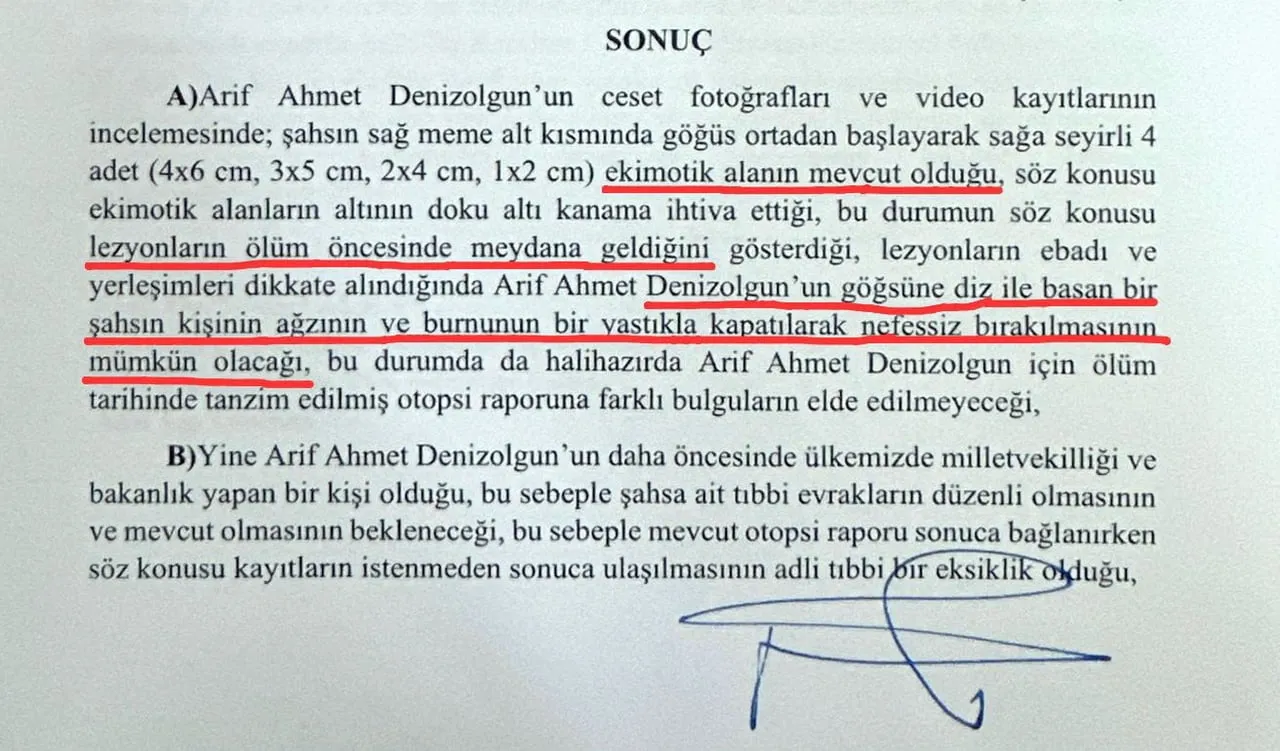 25 AĞUSTOS 2026 TARİHLİ BİLİRKİŞİ RAPORUYLA BİRLİKTE ARİF AHMET DENİZOLGUN’UN ÖLÜMÜNE İLİŞKİN 10...
