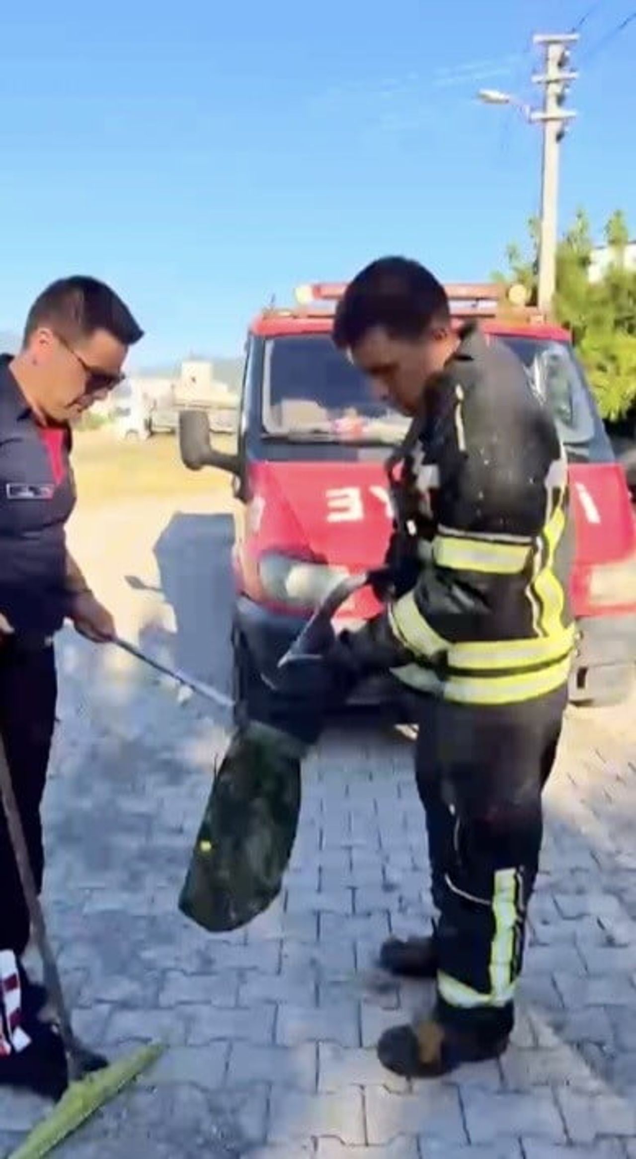 OSMANİYE'DE BİR EVİN AVLUSUNDA GÖRÜLEN YILAN İTFAİYE EKİPLERİNCE YAKALANARAK DOĞAL YAŞAM ALANINA...