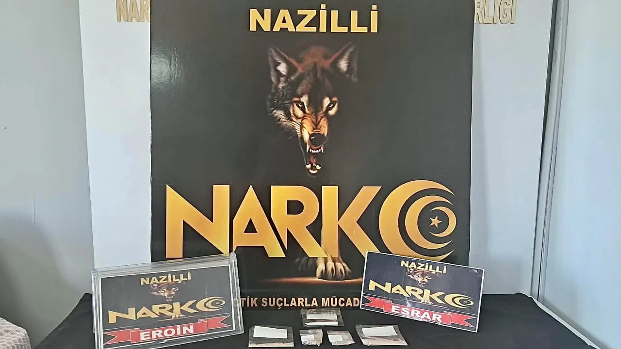 AYDIN’IN NAZİLLİ İLÇESİNDE POLİS EKİPLERİNCE DÜZENLENEN UYUŞTURUCU OPERASYONUNDA 20 GRAM EROİN VE...