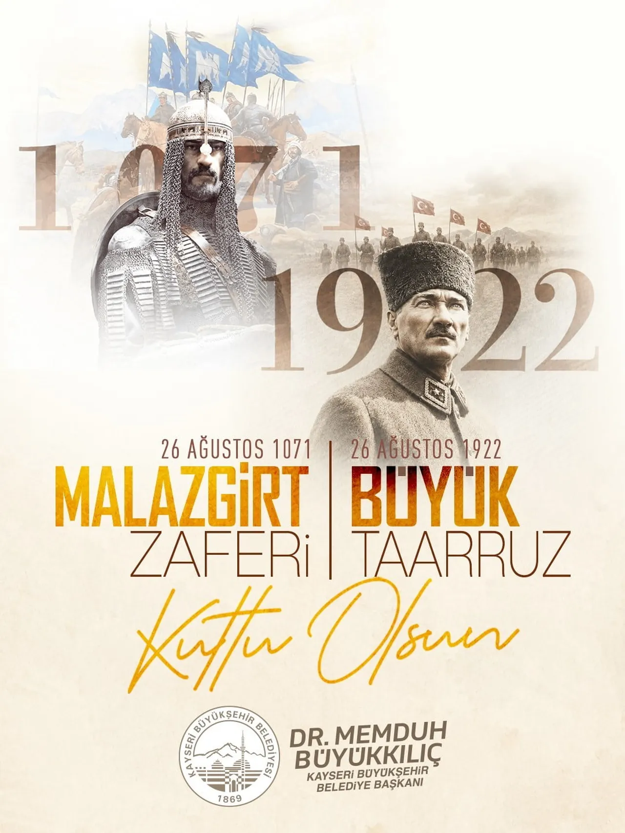KAYSERİ BÜYÜKŞEHİR BELEDİYE BAŞKANI DR. MEMDUH BÜYÜKKILIÇ, 26 AĞUSTOS MALAZGİRT ZAFERİ VE BÜYÜK...
