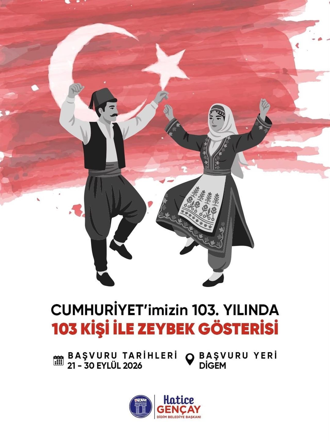 DİDİM BELEDİYESİ, 29 EKİM CUMHURİYET BAYRAMI KUTLAMALARINDA 103 KİŞİLİK ZEYBEK GÖSTERİSİ...