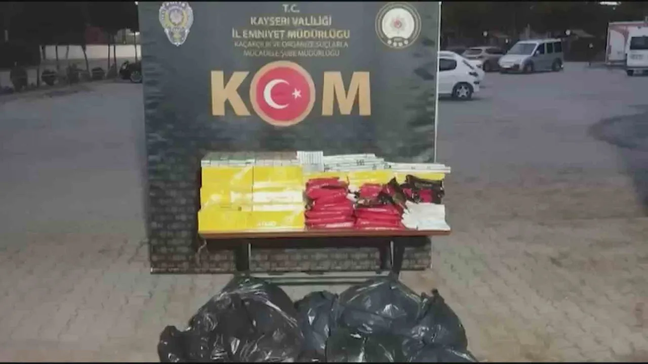 KAYSERİ İL EMNİYET MÜDÜRLÜĞÜ'NCE YAPILAN ÇALIŞMALARDA 2 BİN 120 PAKET KAÇAK SİGARA İLE 2290 KİLO...