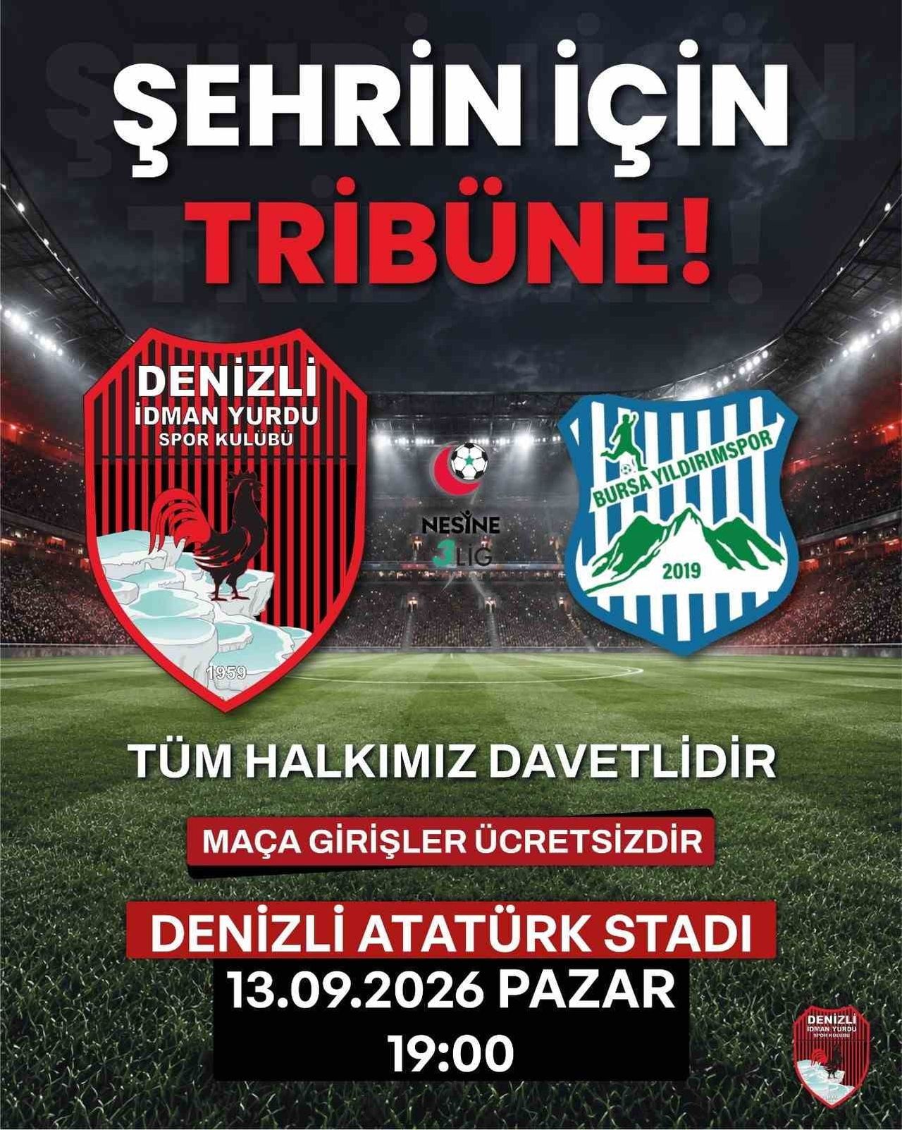 NESİNE 3. LİG’DE MÜCADELE EDEN DENİZLİ İDMAN YURDU SPOR KULÜBÜ, BURSA YILDIRIMSPOR MAÇI ÖNCESİNDE...