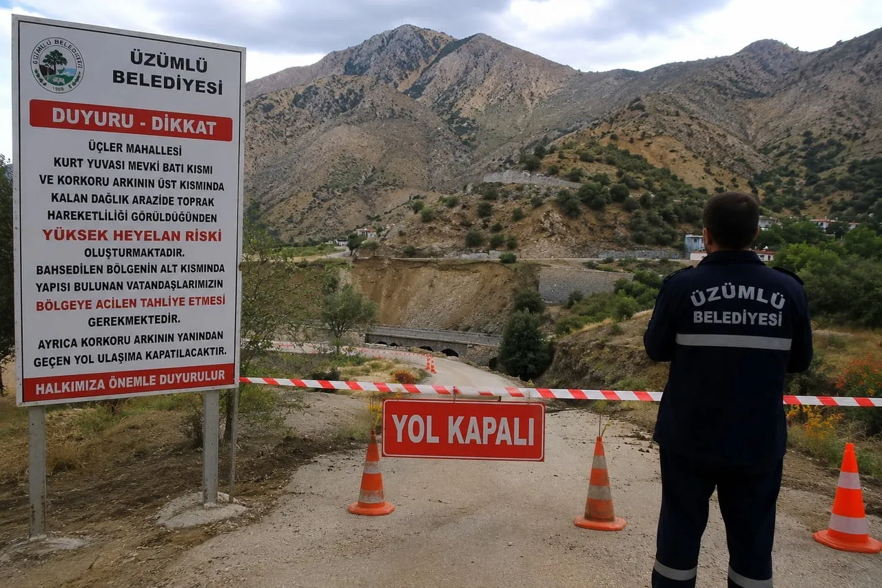 ERZİNCAN'IN ÜZÜMLÜ İLÇESİNDE, TOPRAK HAREKETLİLİĞİ NEDENİYLE YÜKSEK HEYELAN RİSKİ OLUŞTUĞU...