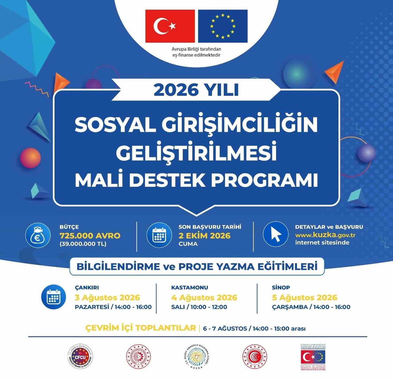 KUZEY ANADOLU KALKINMA AJANSI TARAFINDAN 20 TEMMUZ'DA İLAN EDİLEN 2026 YILI SOSYAL GİRİŞİMCİLİĞİN...