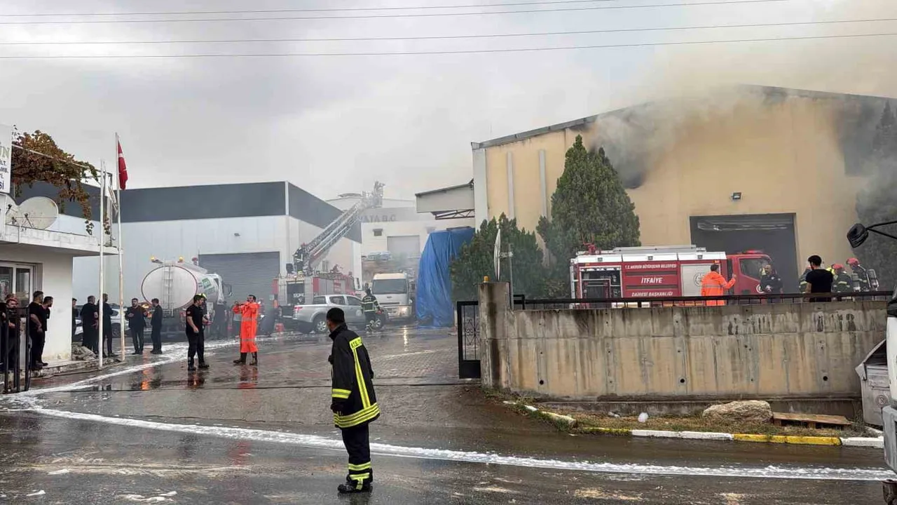 MERSİN'DE TÜTÜN VE MAKARON ÜRETİM FABRİKASININ 3 DEPOSUNDA ÇIKAN YANGIN, EKİPLERİN MÜDAHALESİYLE...