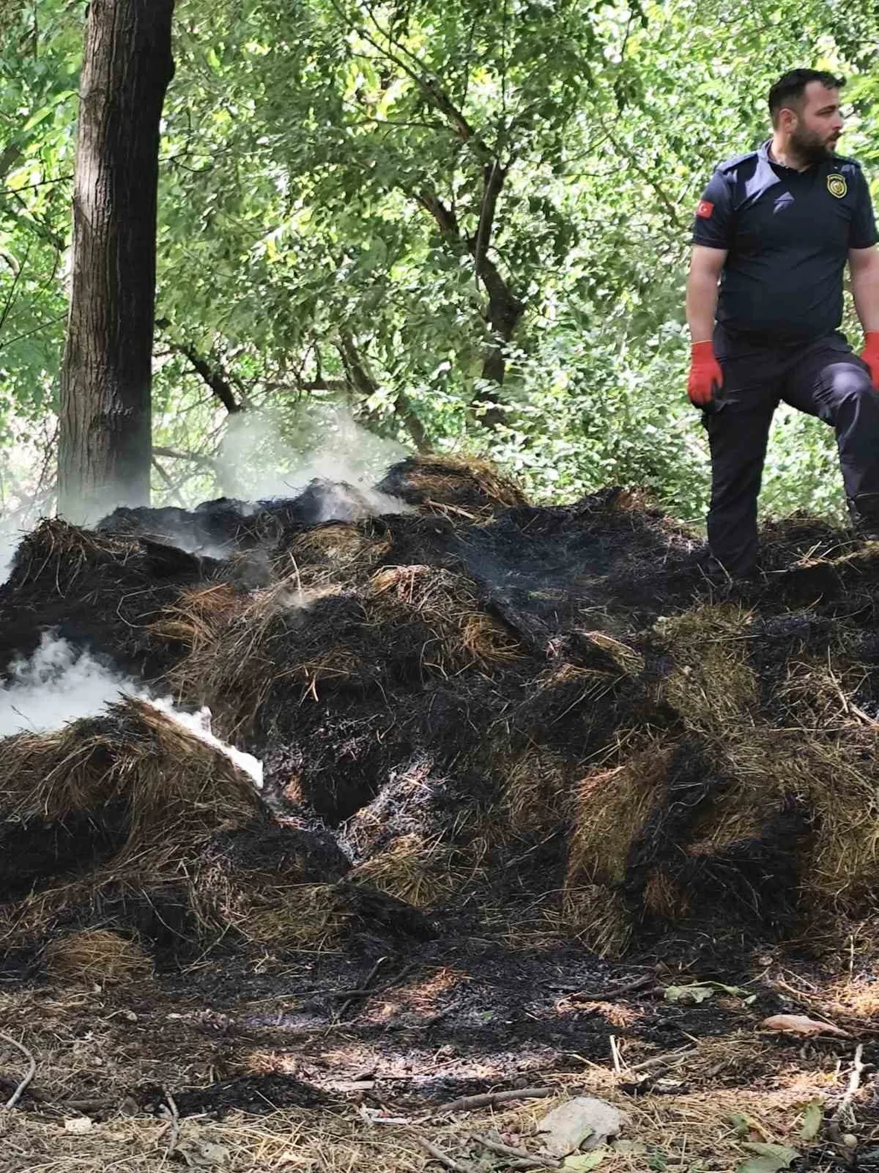 HAKKÂRİ’NİN DURANKAYA BELDESİNDE ÇIKAN YANGINDA, SÜLEYMAN BAYRAM’A AİT YAKLAŞIK 400 BALYA OT...
