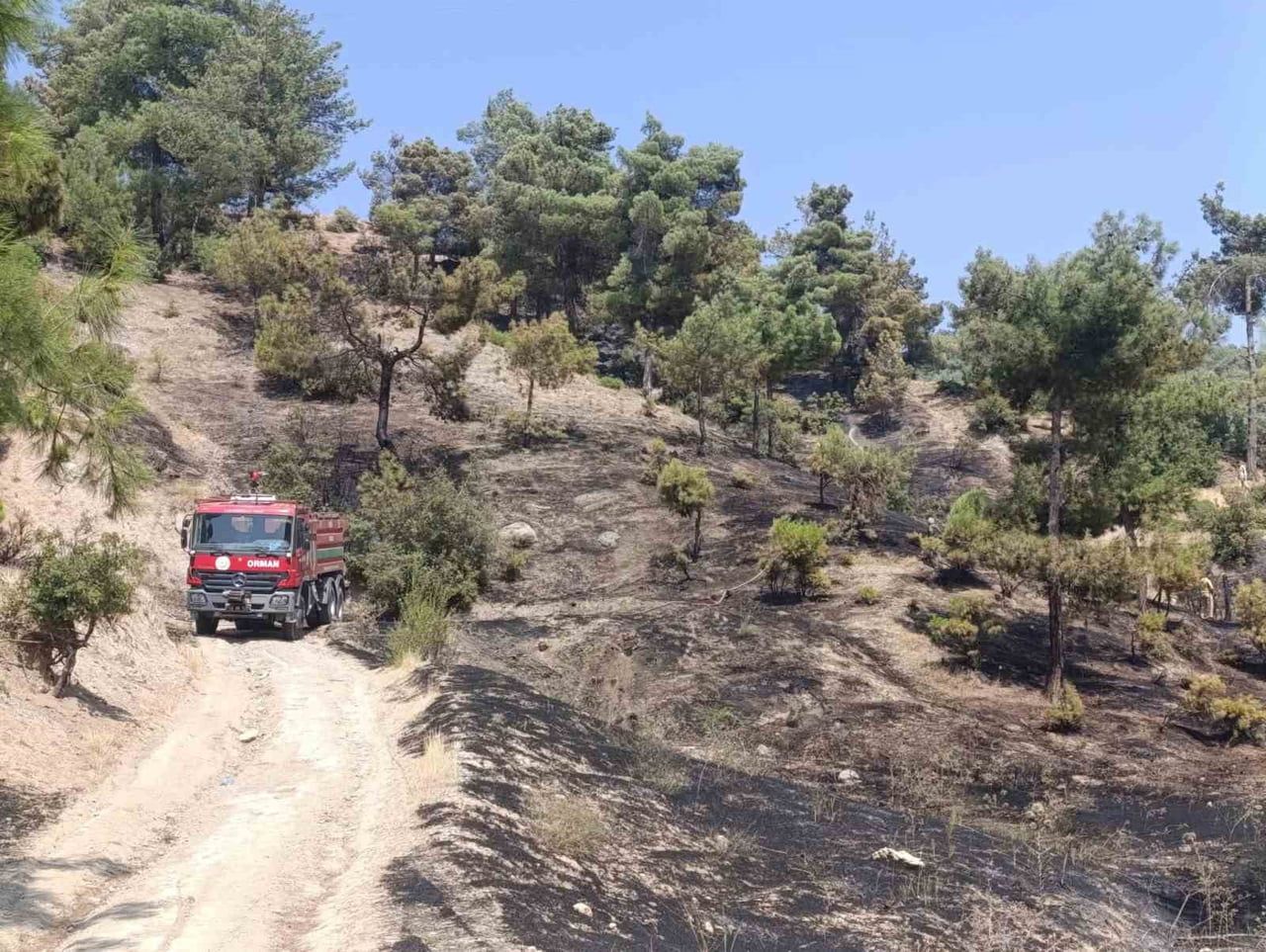 KAHRAMANMARAŞ’IN ONİKİŞUBAT İLÇESİ KILAVUZLU MAHALLESİ’NDE ÇIKAN ORMAN YANGINI, EKİPLERİN HAVADAN...
