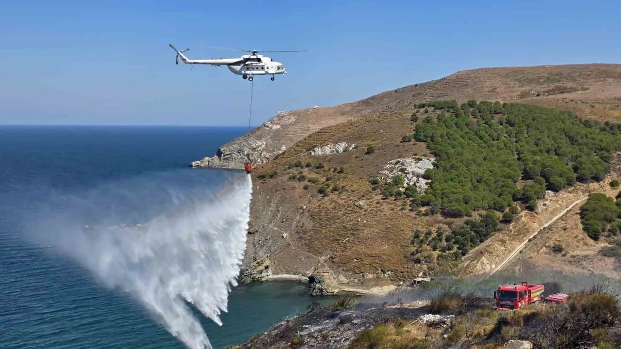 ETİ MADEN'E AİT ŞLAM HAVUZUNUN YAN KISMINDA YANGIN ÇIKTI.