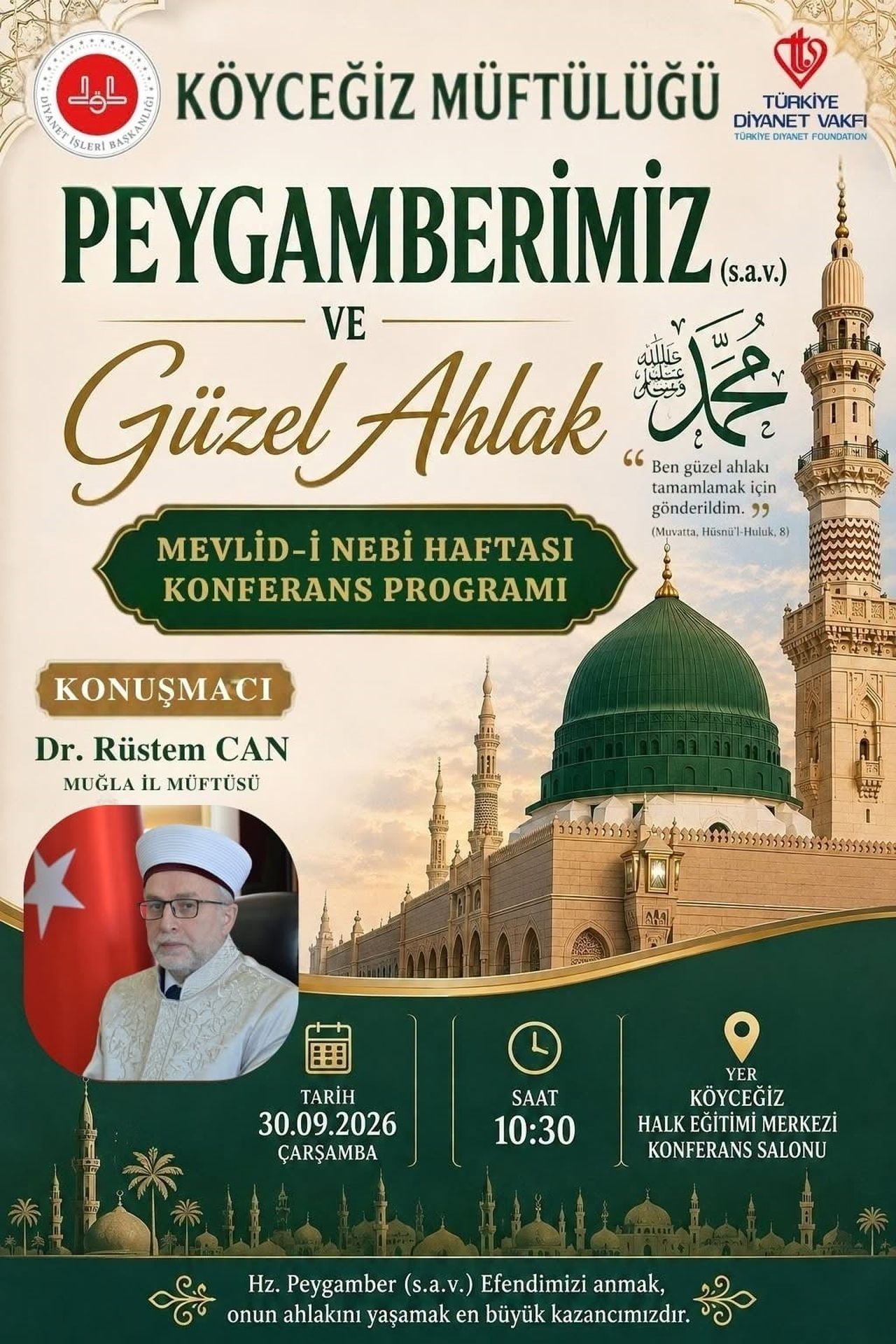 KÖYCEĞİZ’DE MEVLİD-İ NEBİ KONFERANSI DÜZENLENECEK