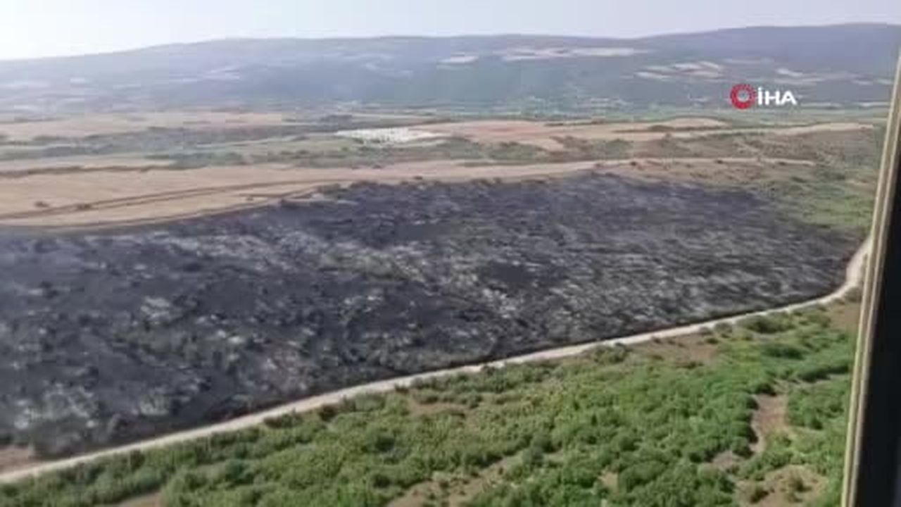 Karacabey’de makilik alandaki yangın fabrikaya ulaşmadan söndürüldü