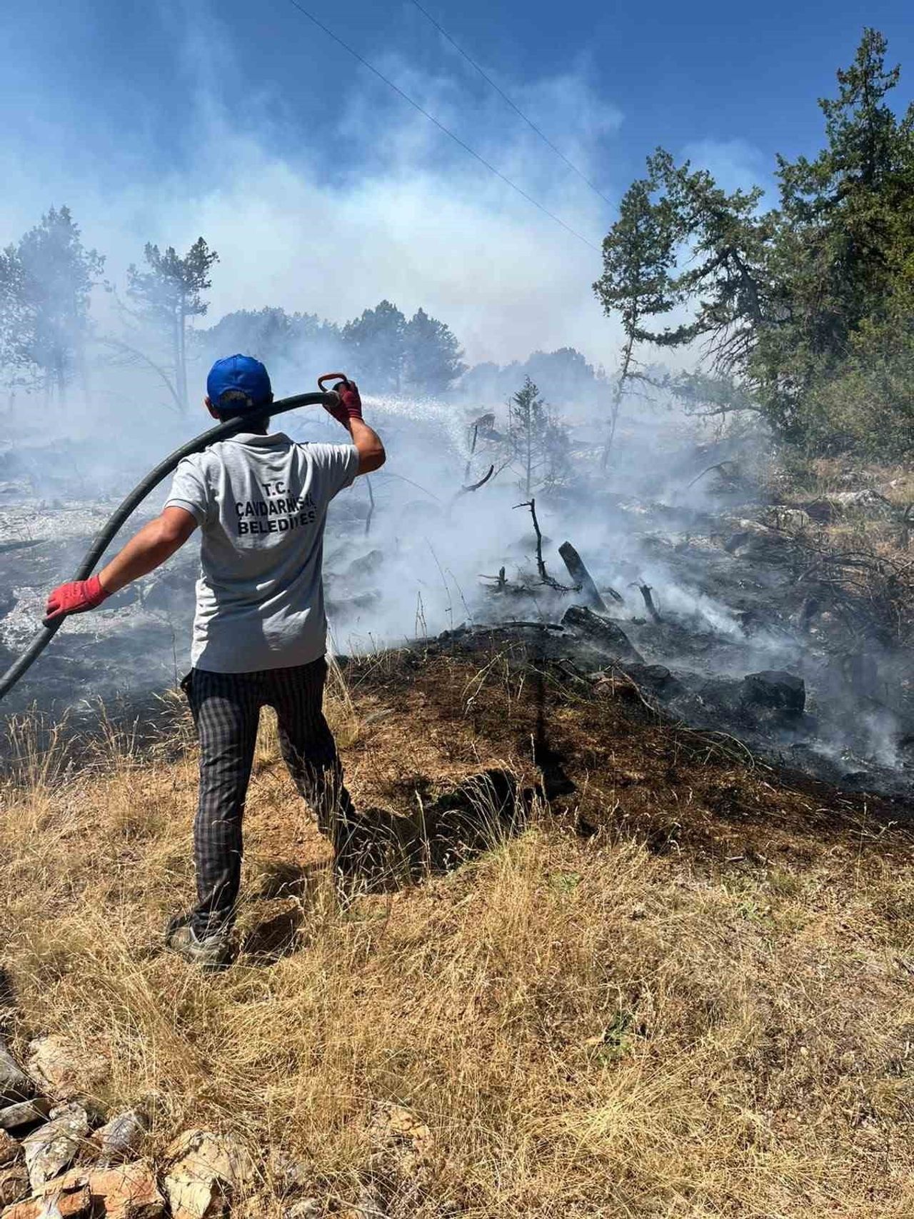 KÜTAHYA'DA ORMAN YANGINI, EKİPLER HAVADAN VE KARADAN MÜDAHALE EDİYOR