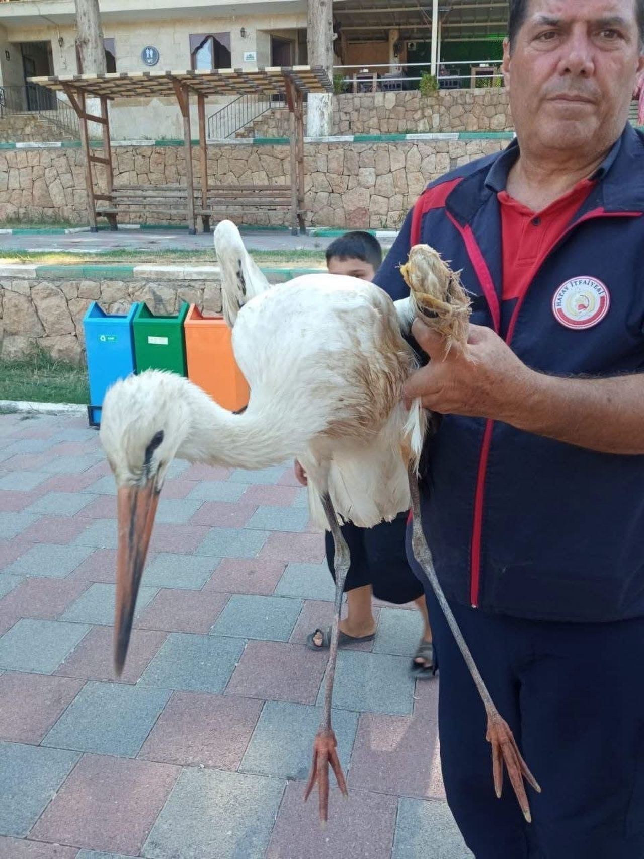 REYHANLI YENİŞEHİR GÖLÜ’NDE KANADINDAN YARALI HALDE BULUNAN LEYLEK, EKİPLERİN MÜDAHALESİYLE...