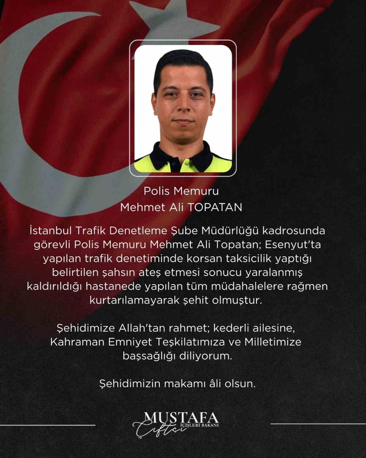 İÇİŞLERİ BAKANI MUSTAFA ÇİFTÇİ, İSTANBUL’UN ESENYURT İLÇESİNDE TRAFİK DENETİMİ SIRASINDA SİLAHLI...