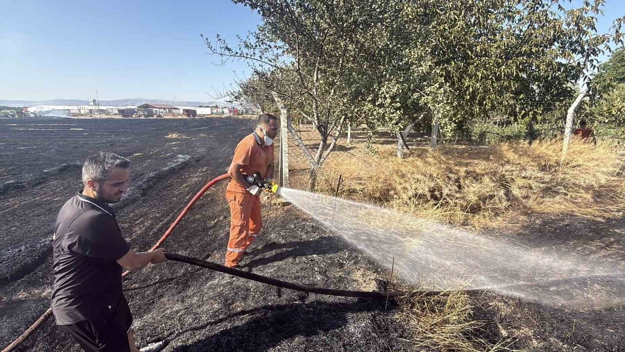 ESKİŞEHİR'DE HENÜZ BİLİNMEYEN BİR SEBEPLE ÇIKAN ANIZ YANGINI BÜYÜYEREK BÖLGEDEKİ FABRİKALARA DOĞRU...