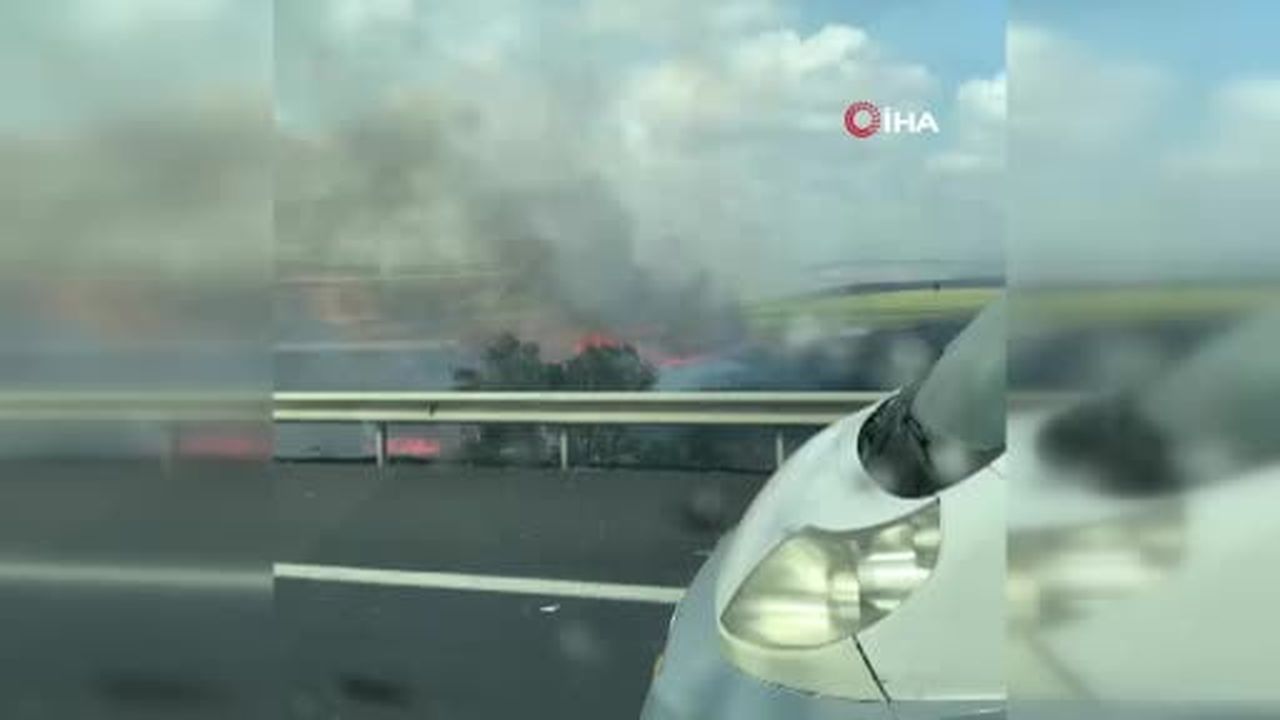 Silivri'de tarlada başlayan yangın geniş alana yayıldı