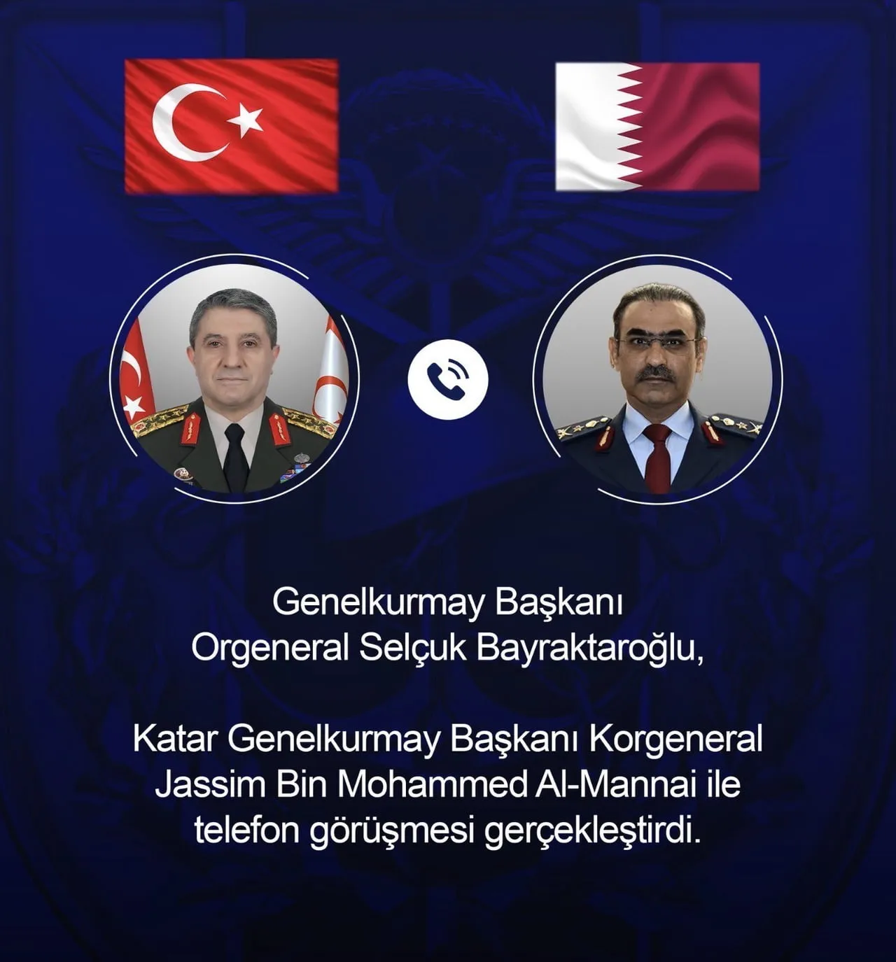 GENELKURMAY BAŞKANI ORGENERAL SELÇUK BAYRAKTAROĞLU, KATAR GENELKURMAY BAŞKANI KORGENERAL JASSİM...
