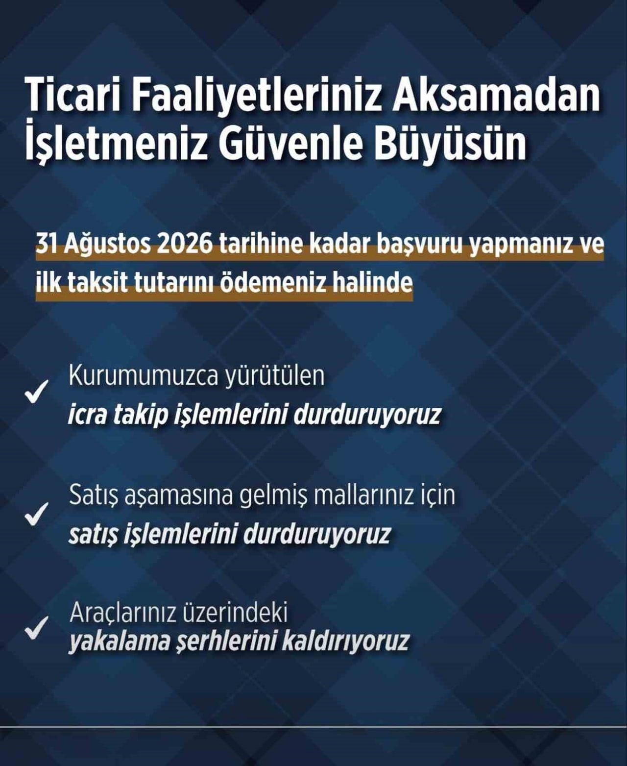 SOSYAL GÜVENLİK KURUMU'NUN TECİLLERİNDE 31 AĞUSTOS 2026'YA KADAR GEÇERLİ KOLAYLIKLARDA SON...
