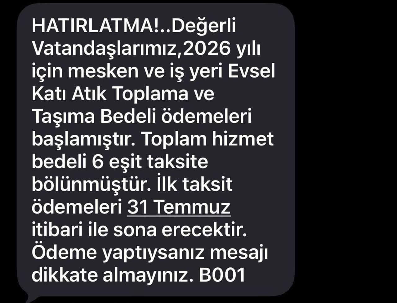 ODUNPAZARI BELEDİYESİ'NDEN GELEN SMS