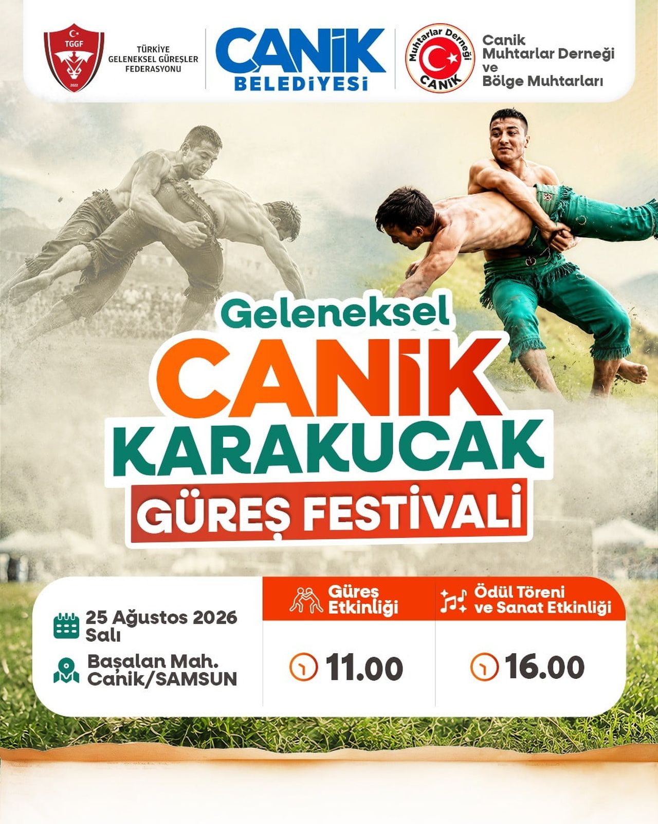 CANİK KARAKUCAK GÜREŞ FESTİVALİ BAŞLIYOR