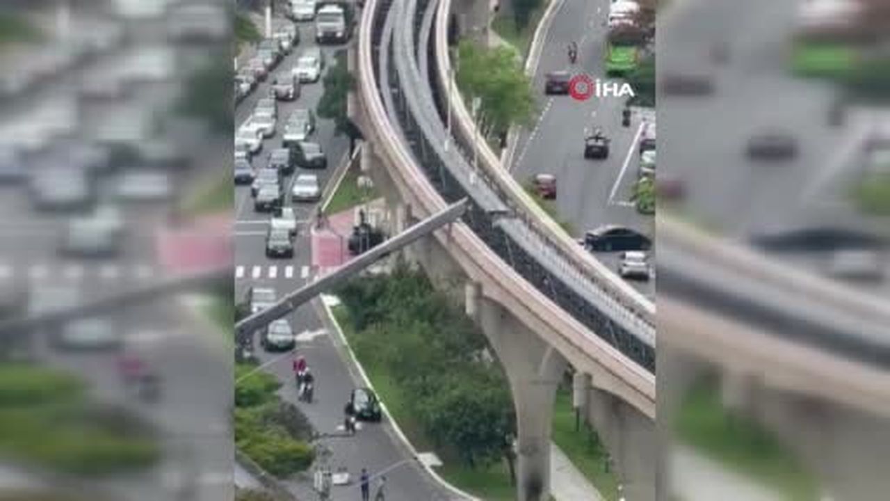 Brezilya’nın Sao Paulo kentinde monoray, raylara devrilen vince çarptı. Olayda sadece vinç...