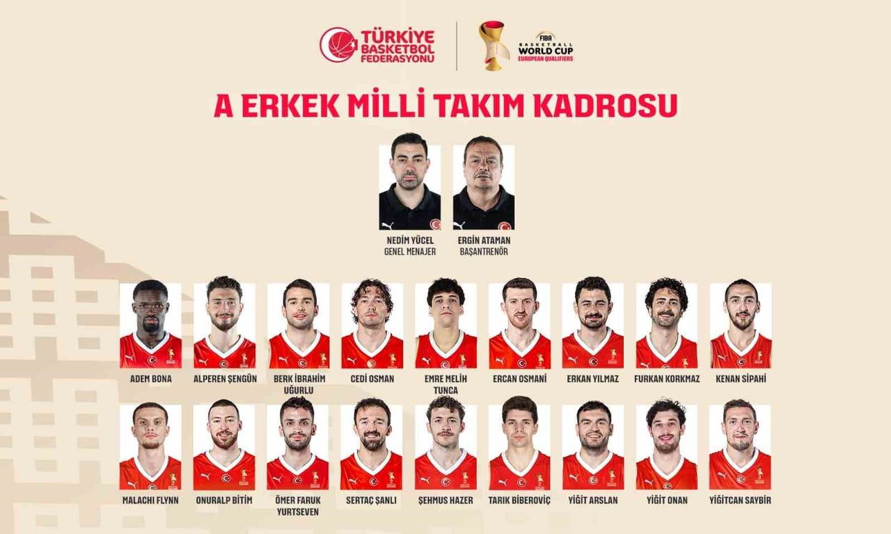 A MİLLİ ERKEK BASKETBOL TAKIMI'NIN BOSNA HERSEK VE İSVİÇRE MAÇLARI ADAY KADROSU AÇIKLANDI