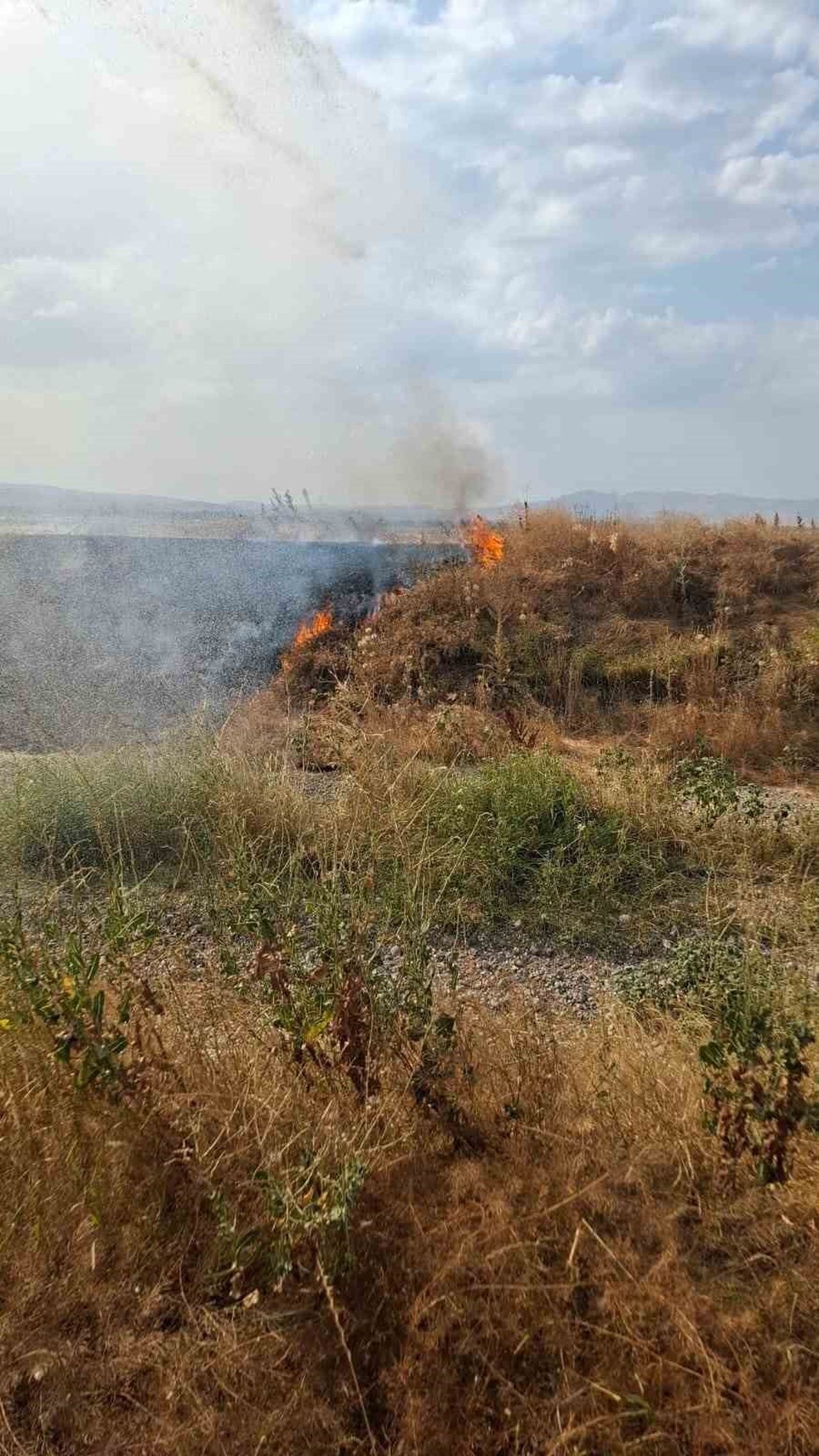 AFYONKARAHİSAR’IN ŞUHUT İLÇESİNE BAĞLI GÜNEYTEPE KÖYÜNDE ÇIKAN ARAZİ YANGINI, İTFAİYE EKİPLERİNİN...