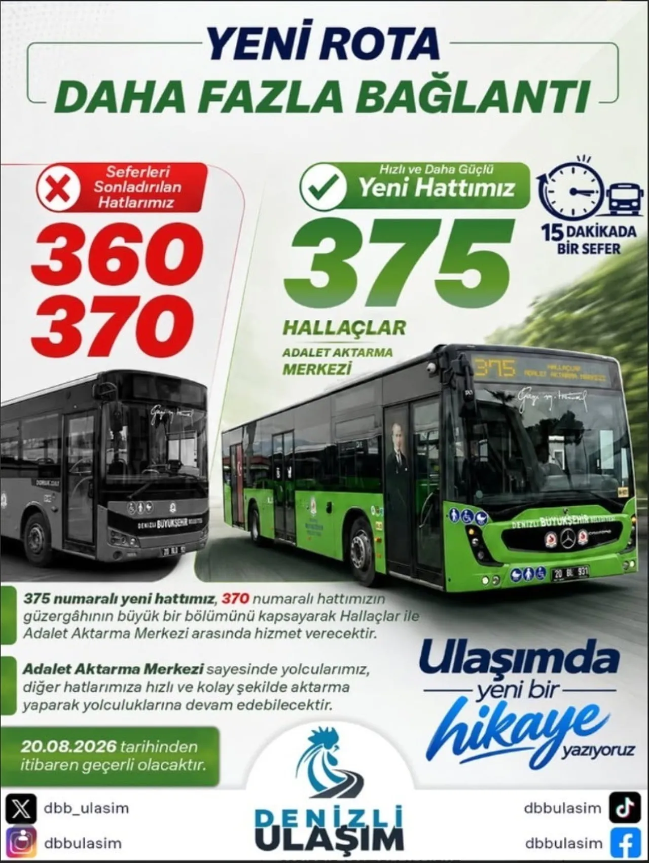 DENİZLİ BÜYÜKŞEHİR BELEDİYESİ, ŞEHİR İÇİ TOPLU TAŞIMA SİSTEMİNDE YENİ BİR DÜZENLEMEYE GİDEREK 360...