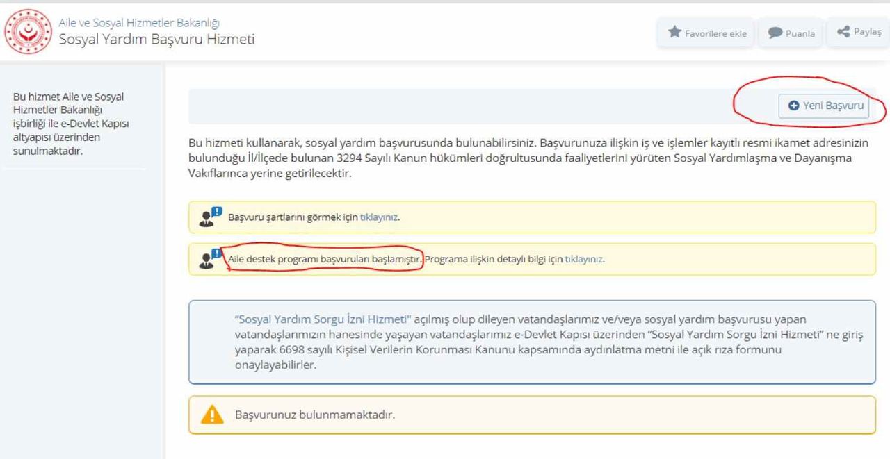 Aile Destek programı başvuru