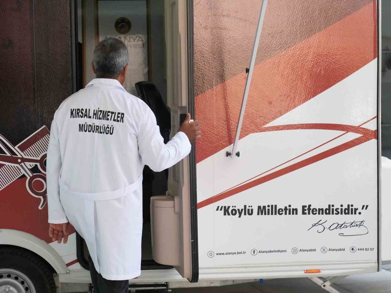 ALANYA BELEDİYESİ KIRSAL HİZMETLER MÜDÜRLÜĞÜ TARAFINDAN HAYATA GEÇİRİLEN MOBİL KUAFÖR ARACI HİZMET...
