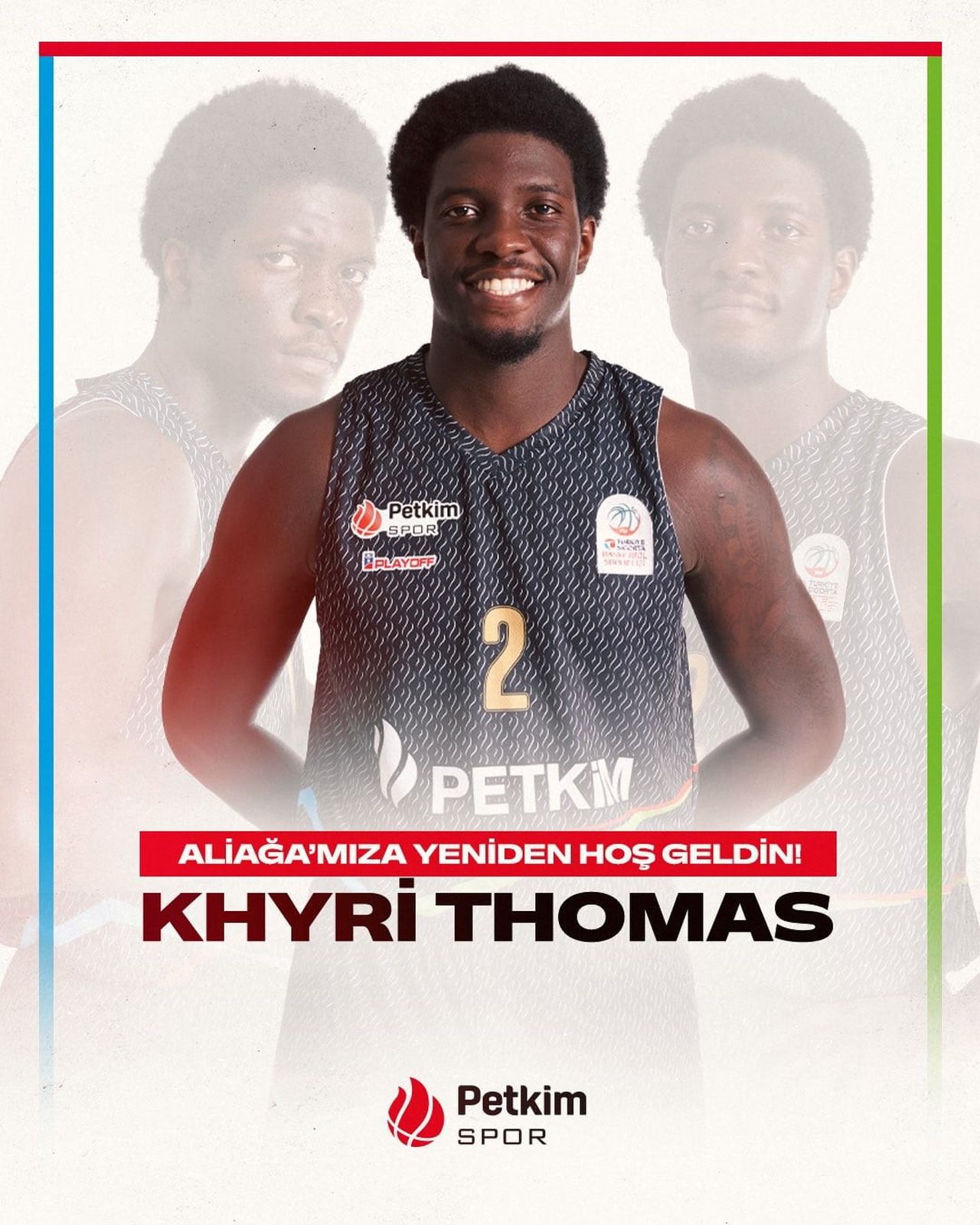 ALİAĞA PETKİMSPOR, 2023-2024 SEZONUNDA FORMASINI GİYEN KHYRİ THOMAS’I YENİDEN KADROSUNA KATTIĞINI...