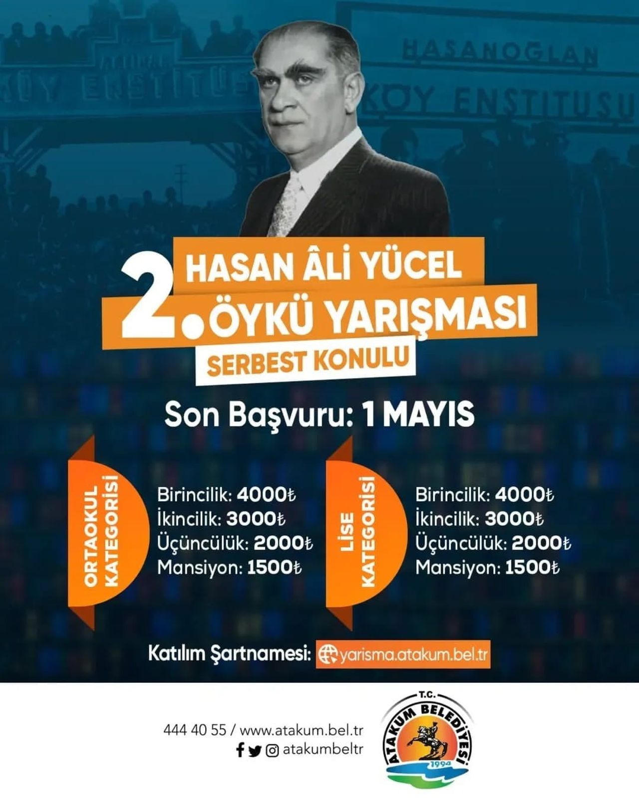 ATAKUM BELEDİYESİ HASAN ALİ YÜCEL 2. ÖYKÜ YARIŞMASI’NIN BAŞVURU SÜRESİ UZATILDI