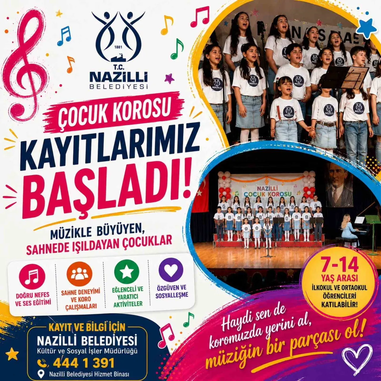 NAZİLLİ BELEDİYESİ, ÇOCUK KOROSU YENİ YETENEKLERİNİ BEKLİYOR