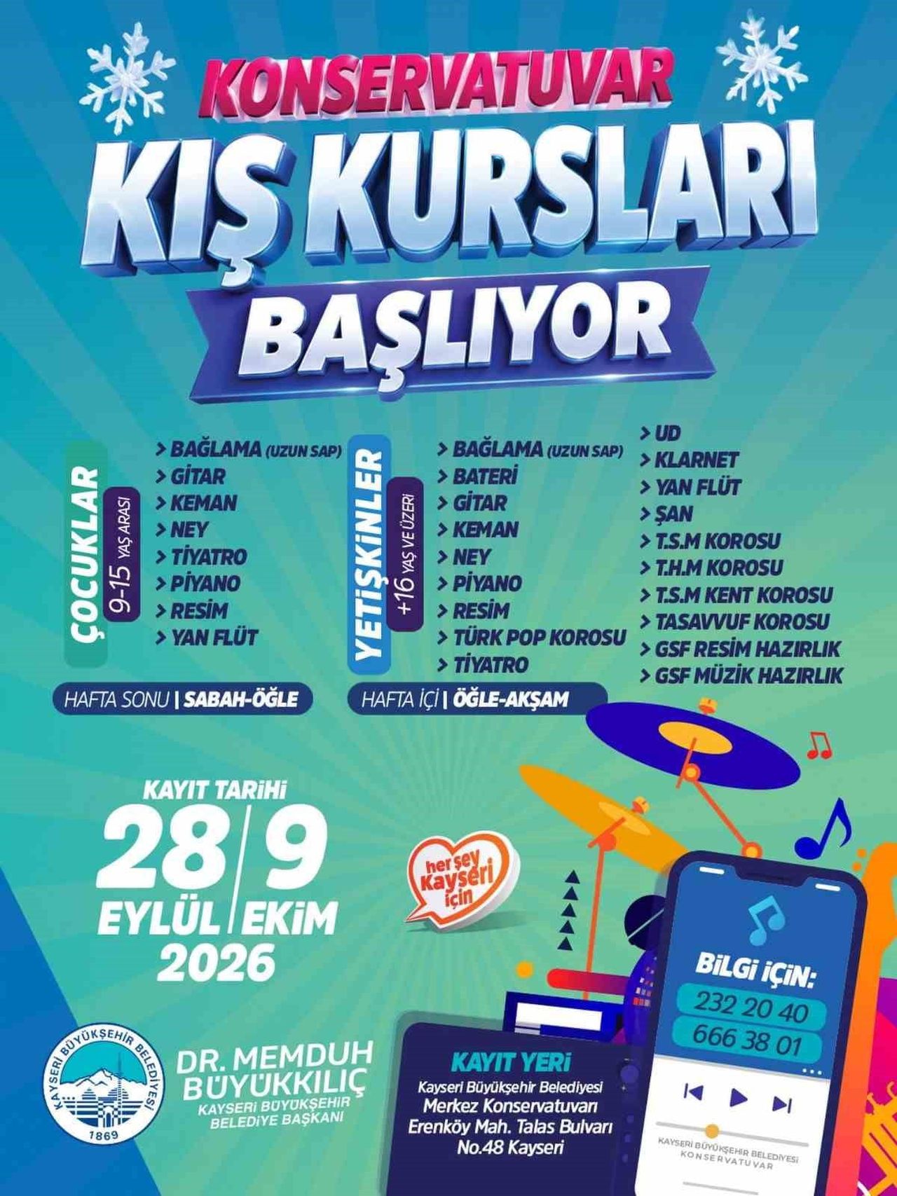 KAYSERİ BÜYÜKŞEHİR BELEDİYESİ KONSERVATUVARI, ÇOCUKLARDAN YETİŞKİNLERE KADAR HER YAŞTAN...