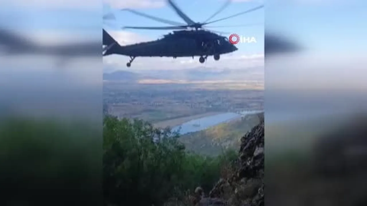 Mağarada yaralanan kadın askeri helikopterle kurtarıldı