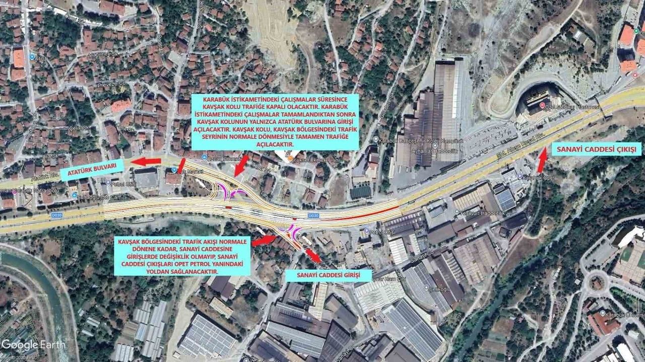 KARABÜK-SAFRANBOLU GÜZERGAHINDA BULUNAN KURTULUŞ KAVŞAĞI'NDA TRAFİK AKIŞINI RAHATLATMAK VE KAVŞAK...