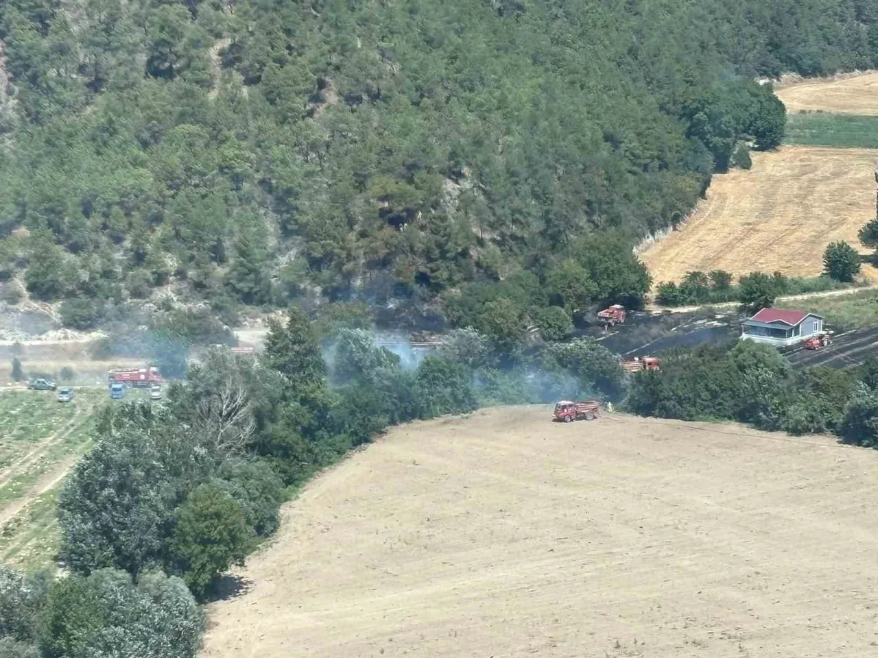 BİLECİK'İN OSMANELİ İLÇESİNDE ORMANLIK ALANDA YANGIN ÇIKTI.