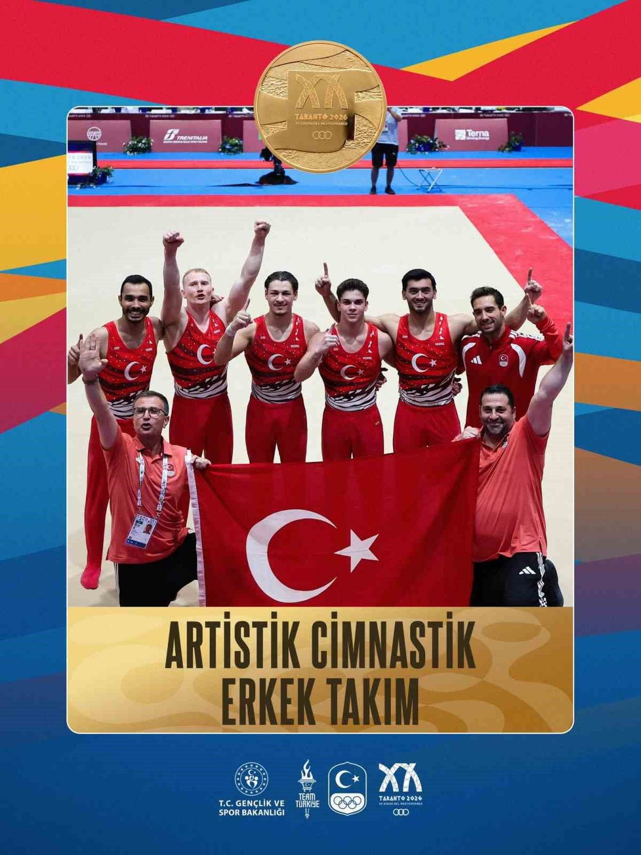 20. AKDENİZ OYUNLARI'NDA ARTİSTİK CİMNASTİK ERKEK MİLLİ TAKIMI ŞAMPİYONLUĞA ULAŞTI.