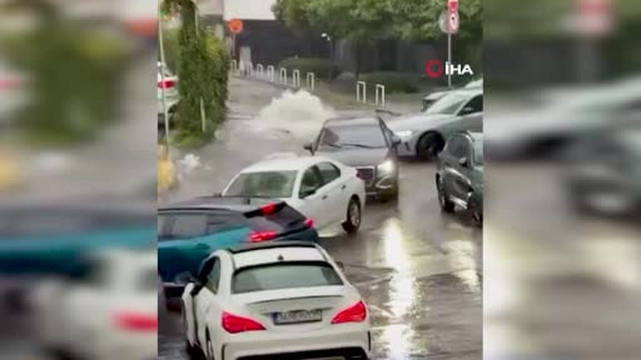Şişli'de yağmurun etkisiyle rögar böyle taştı
