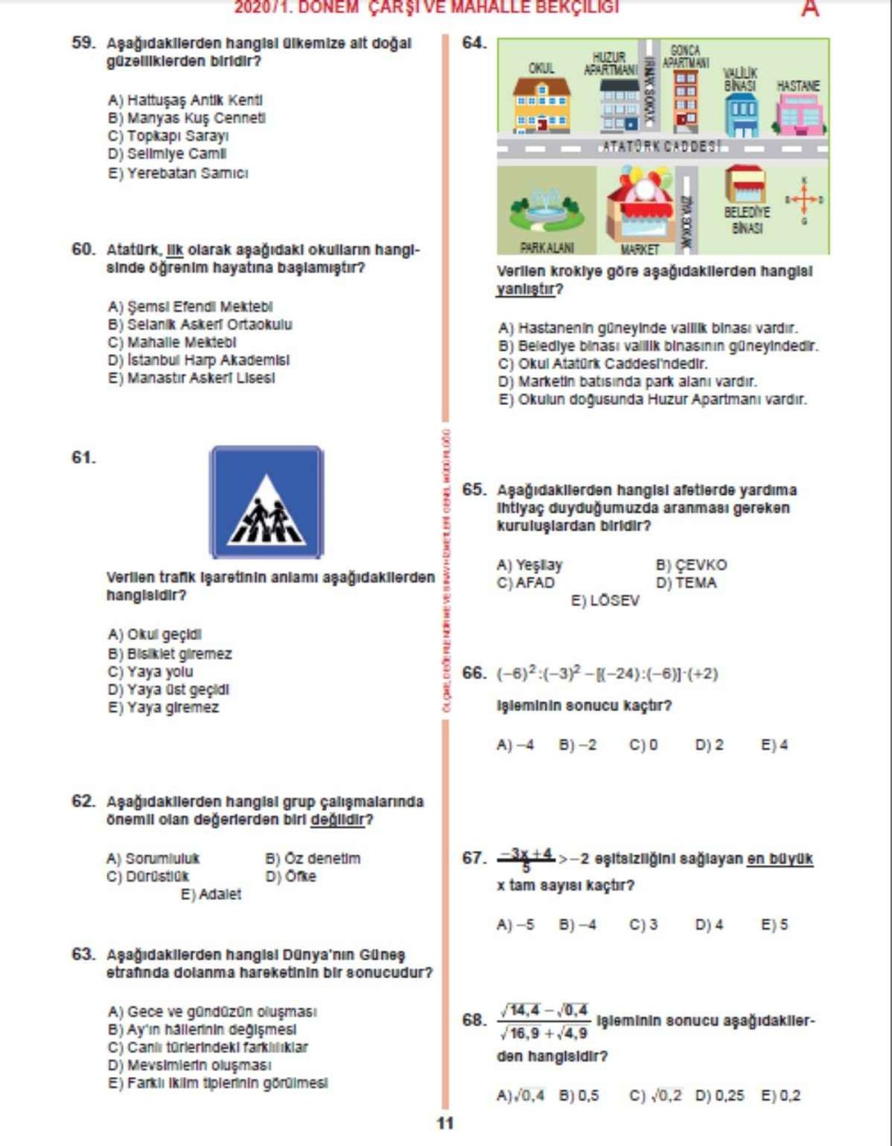 Bekçilik sınavında geçmiş yıllarda çıkmış sorular ve cevapları